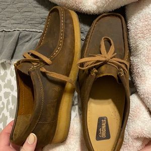 Clark wallabees lightly wore, super comfy, brown leather.